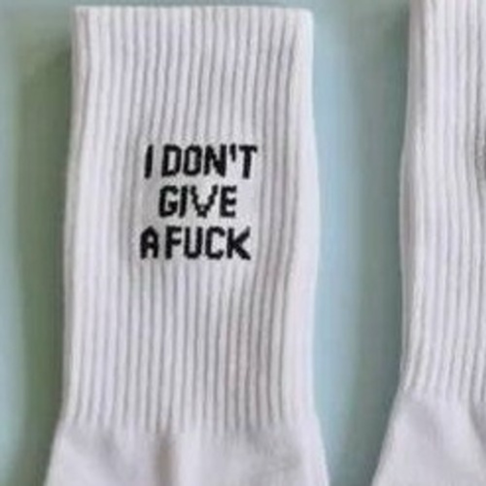 Statement Socks Funny Novelty Cotton Crew Socks I Don't Give A F*ck - Picture 2 of 2